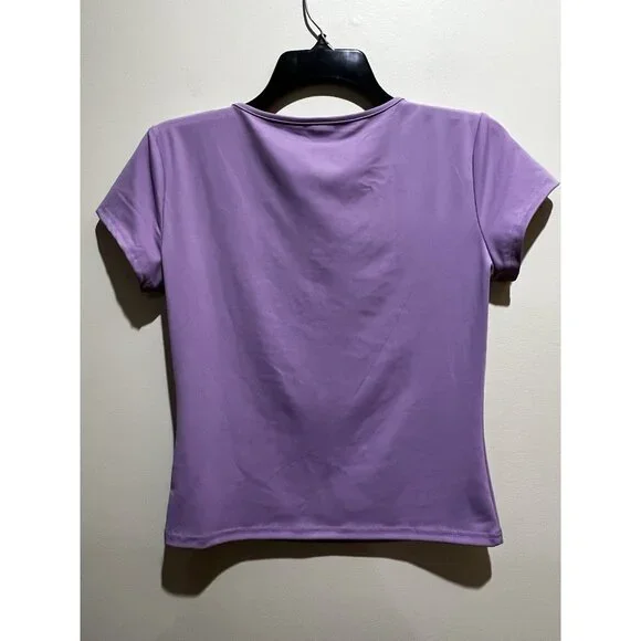 2 ~ ZHENWEI Crop Workout Tops for Women Size Medium ~ Black & Purple - Picture 2 of 8